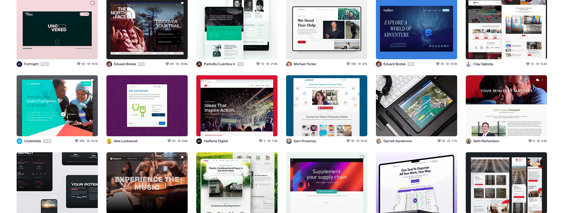 Several examples of hero component layouts