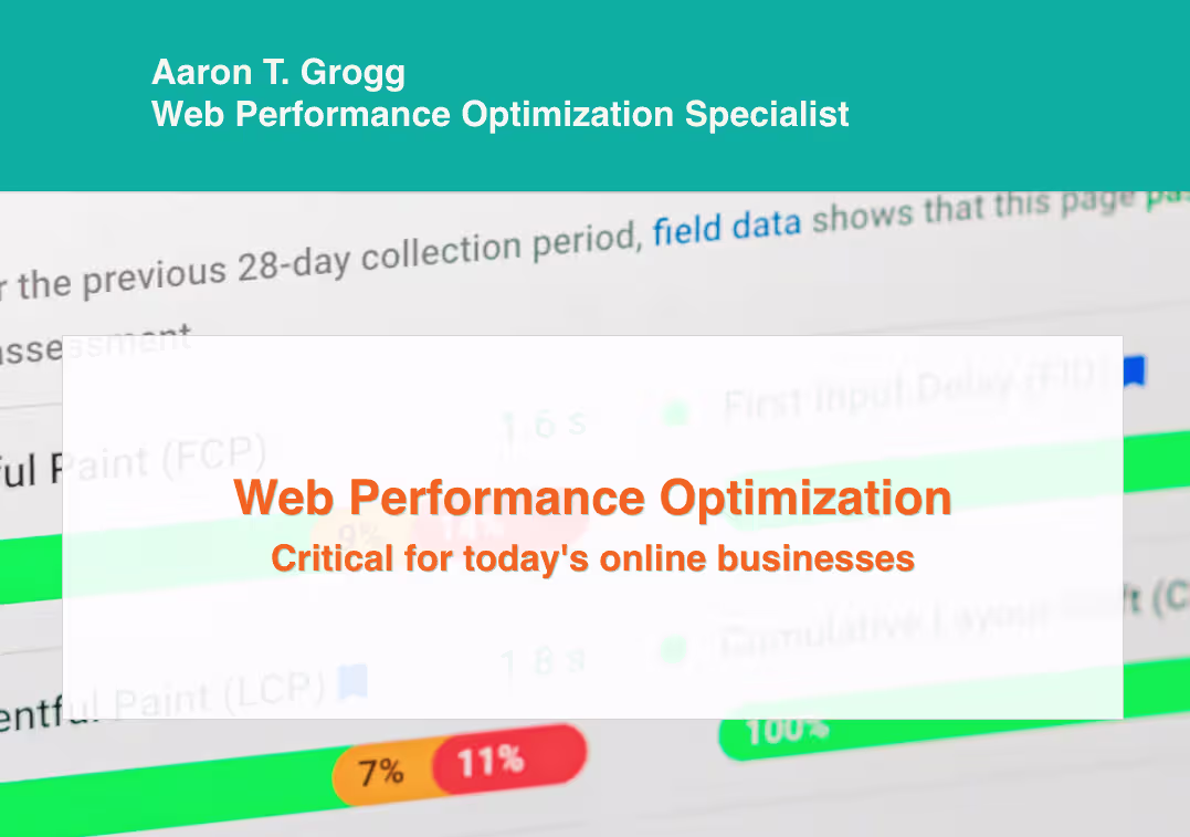 Screenshot of Aaron T. Grogg's Web Performance Optimization website